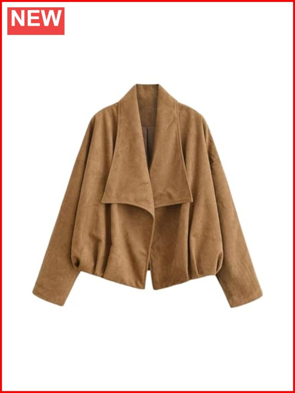 Faux Suede Wrap Jacket Casual Lapel Long Sleeve Open Front Loose